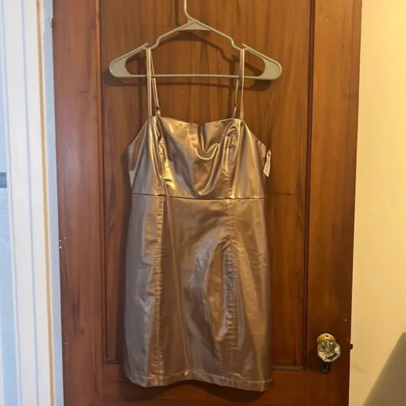 Forever 21 | Dresses | Forever 2 Rose Gold Pleather Vegan Leather Dress |  Poshmark
